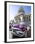 Restored Classic American Car Parked Outside the Capitilio, Havana, Cuba-Lee Frost-Framed Photographic Print