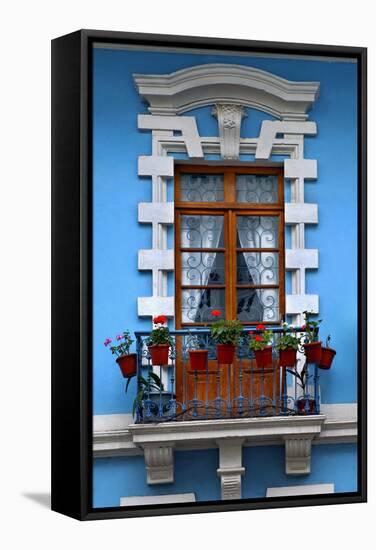 Restored Colonial Architecture, Apartment Window, Calle Venezuela, Quito, Ecuador-John Coletti-Framed Stretched Canvas