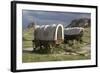 Restored Covered Wagons (Conestoga Wagon at Rear), at Scotts Bluff on the Oregon Trail in Nebraska-null-Framed Photographic Print