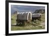 Restored Covered Wagons (Conestoga Wagon at Rear), at Scotts Bluff on the Oregon Trail in Nebraska-null-Framed Photographic Print