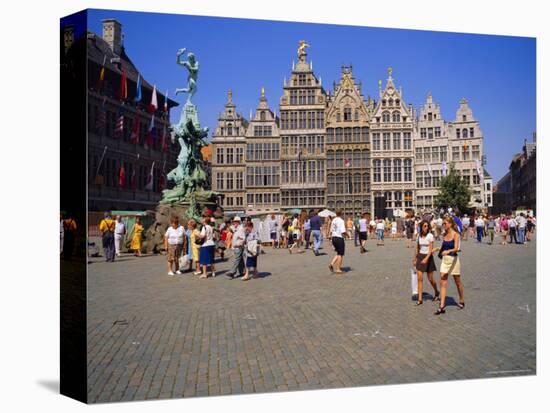 Restored Guildhouses, and the Brabo Fountain, Grote Markt, Antwerp, Belgium-Richard Ashworth-Stretched Canvas