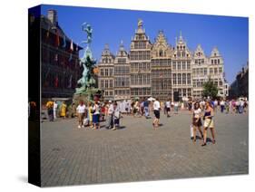 Restored Guildhouses, and the Brabo Fountain, Grote Markt, Antwerp, Belgium-Richard Ashworth-Stretched Canvas