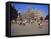 Restored Guildhouses, and the Brabo Fountain, Grote Markt, Antwerp, Belgium-Richard Ashworth-Framed Stretched Canvas