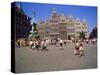 Restored Guildhouses, and the Brabo Fountain, Grote Markt, Antwerp, Belgium-Richard Ashworth-Stretched Canvas