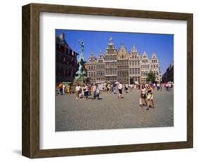 Restored Guildhouses, and the Brabo Fountain, Grote Markt, Antwerp, Belgium-Richard Ashworth-Framed Photographic Print