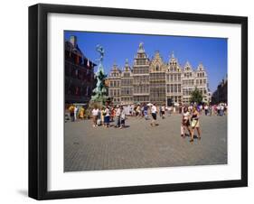 Restored Guildhouses, and the Brabo Fountain, Grote Markt, Antwerp, Belgium-Richard Ashworth-Framed Photographic Print