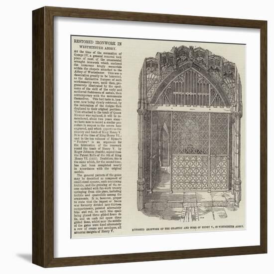 Restored Ironwork of the Chantry and Tomb of Henry V, in Westminster Abbey-null-Framed Giclee Print