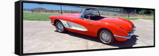 Restored Red 1959 Corvette, Side View, Portland, Oregon-null-Framed Stretched Canvas