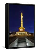 Restored Victory Column in the Evening, Street of the 17th of June, Berlin Mitte, Germany-Axel Schmies-Framed Stretched Canvas