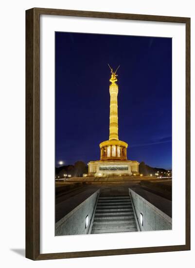 Restored Victory Column in the Evening, Street of the 17th of June, Berlin Mitte, Germany-Axel Schmies-Framed Photographic Print