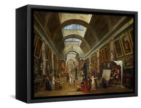 Restoring the Grande Galerie of the Louvre, 1796, on the Right, Robert Painting-Hubert Robert-Framed Stretched Canvas