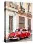 Restrored Red American Car Pakred Outside Faded Colonial Buildings, Havana, Cuba-Lee Frost-Stretched Canvas