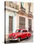 Restrored Red American Car Pakred Outside Faded Colonial Buildings, Havana, Cuba-Lee Frost-Stretched Canvas