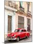 Restrored Red American Car Pakred Outside Faded Colonial Buildings, Havana, Cuba-Lee Frost-Mounted Photographic Print