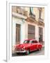 Restrored Red American Car Pakred Outside Faded Colonial Buildings, Havana, Cuba-Lee Frost-Framed Photographic Print