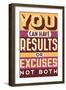 Results Not Excuses-Vintage Vector Studio-Framed Art Print