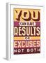 Results Not Excuses-Vintage Vector Studio-Framed Art Print