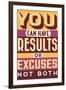 Results Not Excuses-Vintage Vector Studio-Framed Premium Giclee Print