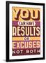 Results Not Excuses-Vintage Vector Studio-Framed Premium Giclee Print