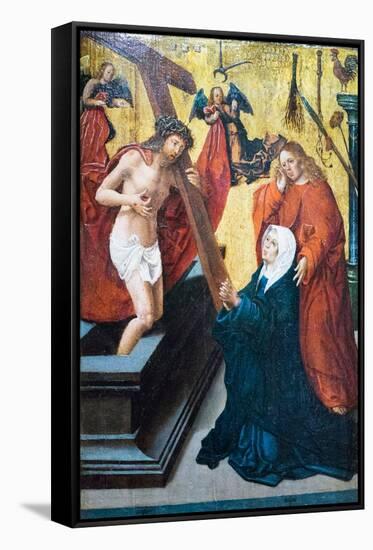 Resurrected Christ with the Symbol of the Passion Appearing to the Madonna and Saint John the Evang-Jacob Cornelisz van Oostsanen-Framed Stretched Canvas