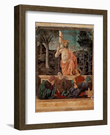 Resurrection of Christ,  by Piero della Francesca, 1450-63. Palazzo del Comune, Arezzo, Italy-Piero della Francesca-Framed Art Print