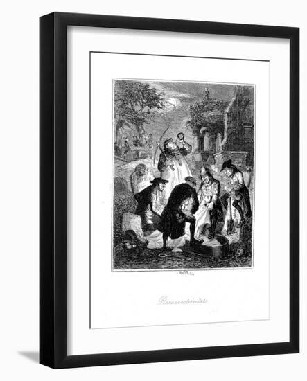 Resurrectionists or Body Snatchers Raiding a Cemetery to Provide a Cadaver for Dissection, 1887-Hablot Knight Browne-Framed Giclee Print