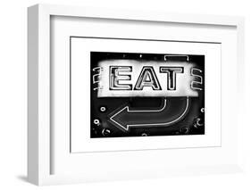 Retail Signage "Eat", Restaurant Sign, New Yorka, White Frame, Full Size Photography-Philippe Hugonnard-Framed Photographic Print