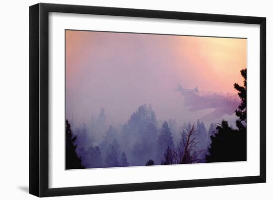 Retardent Drops over Forest Fire-Bob Nichols-Framed Art Print