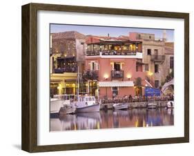 Rethymnon Old Port and Restaurants, Crete Island, Greek Islands, Greece, Europe-Sakis Papadopoulos-Framed Photographic Print