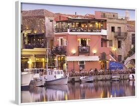 Rethymnon Old Port and Restaurants, Crete Island, Greek Islands, Greece, Europe-Sakis Papadopoulos-Framed Photographic Print