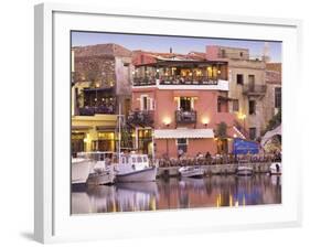 Rethymnon Old Port and Restaurants, Crete Island, Greek Islands, Greece, Europe-Sakis Papadopoulos-Framed Photographic Print