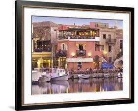 Rethymnon Old Port and Restaurants, Crete Island, Greek Islands, Greece, Europe-Sakis Papadopoulos-Framed Photographic Print