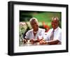 Retired African-American Couple Eating Together at Outdoor Cafe-Bill Bachmann-Framed Photographic Print