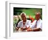 Retired African-American Couple Eating Together at Outdoor Cafe-Bill Bachmann-Framed Photographic Print