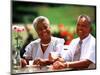 Retired African-American Couple Eating Together at Outdoor Cafe-Bill Bachmann-Mounted Photographic Print