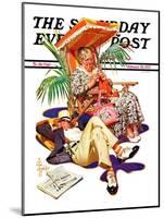 "Retired Couple at Beach," Saturday Evening Post Cover, February 20, 1937-Joseph Christian Leyendecker-Mounted Giclee Print