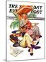 "Retired Couple at Beach," Saturday Evening Post Cover, February 20, 1937-Joseph Christian Leyendecker-Mounted Giclee Print