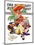 "Retired Couple at Beach," Saturday Evening Post Cover, February 20, 1937-Joseph Christian Leyendecker-Mounted Premium Giclee Print