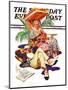 "Retired Couple at Beach," Saturday Evening Post Cover, February 20, 1937-Joseph Christian Leyendecker-Mounted Giclee Print