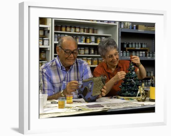 Retired Couple Making Ceramics in Art Class-Bill Bachmann-Framed Photographic Print