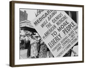 Retired Senior Citizens Carrying Pro-Medicare Signs, at Ama Convention, 1965-null-Framed Photo