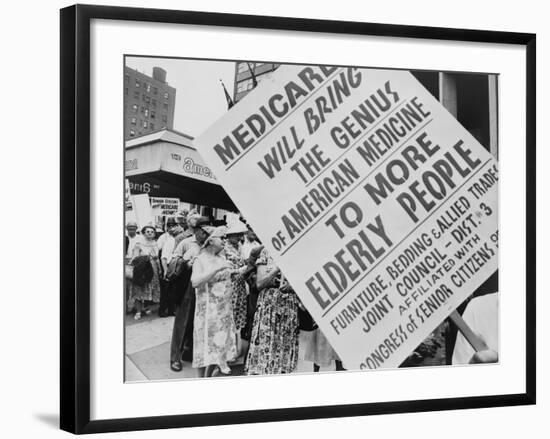 Retired Senior Citizens Carrying Pro-Medicare Signs, at Ama Convention, 1965-null-Framed Photo