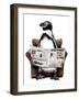 Retirement Penguin on White, 2020, (Pen and Ink)-Mike Davis-Framed Giclee Print