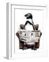 Retirement Penguin on White, 2020, (Pen and Ink)-Mike Davis-Framed Giclee Print