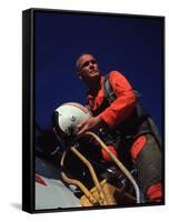 Retiring Astronaut John Glenn in Pilot's Flight Suit, During Visit to El Toro Marine Air Base-Bill Ray-Framed Stretched Canvas