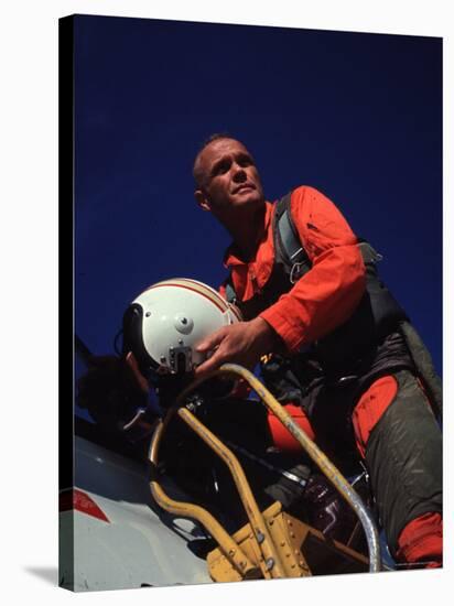Retiring Astronaut John Glenn in Pilot's Flight Suit, During Visit to El Toro Marine Air Base-Bill Ray-Stretched Canvas