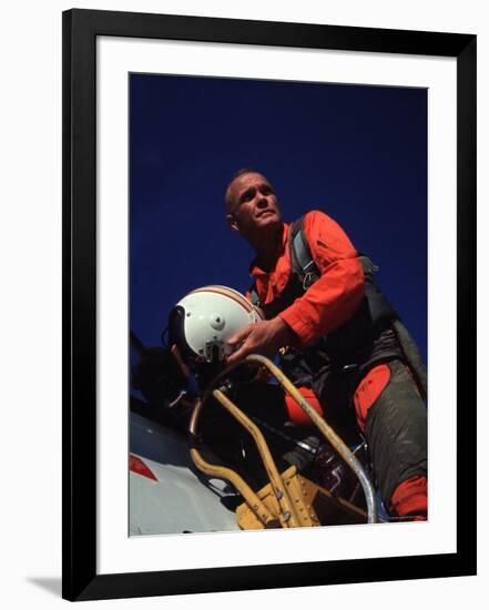 Retiring Astronaut John Glenn in Pilot's Flight Suit, During Visit to El Toro Marine Air Base-Bill Ray-Framed Premium Photographic Print