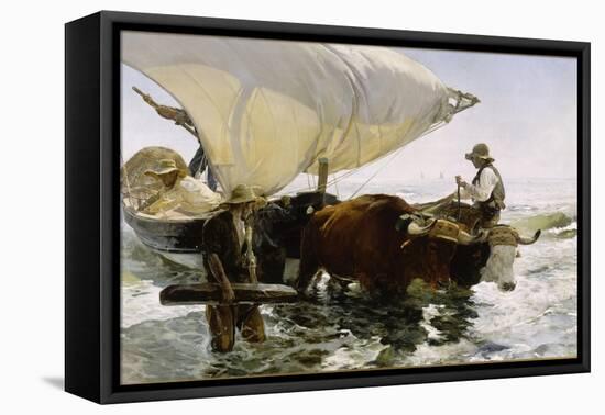 Retour de pêche, halage de la barque-Joaquín Sorolla y Bastida-Framed Stretched Canvas