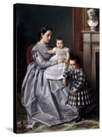 Retrato De La Familia Del Pintor, 1864-1865-Victor Manzano Y Mejorada-Stretched Canvas