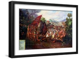 Retreat of Hernando Cortes Form Tenochtitlan, Mexico, 1520-null-Framed Giclee Print